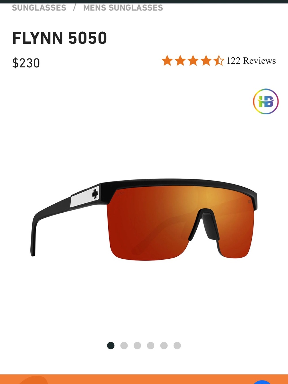 SPY Flynn 5050 Shield Sunglasses — Black Frame with Orange Lens